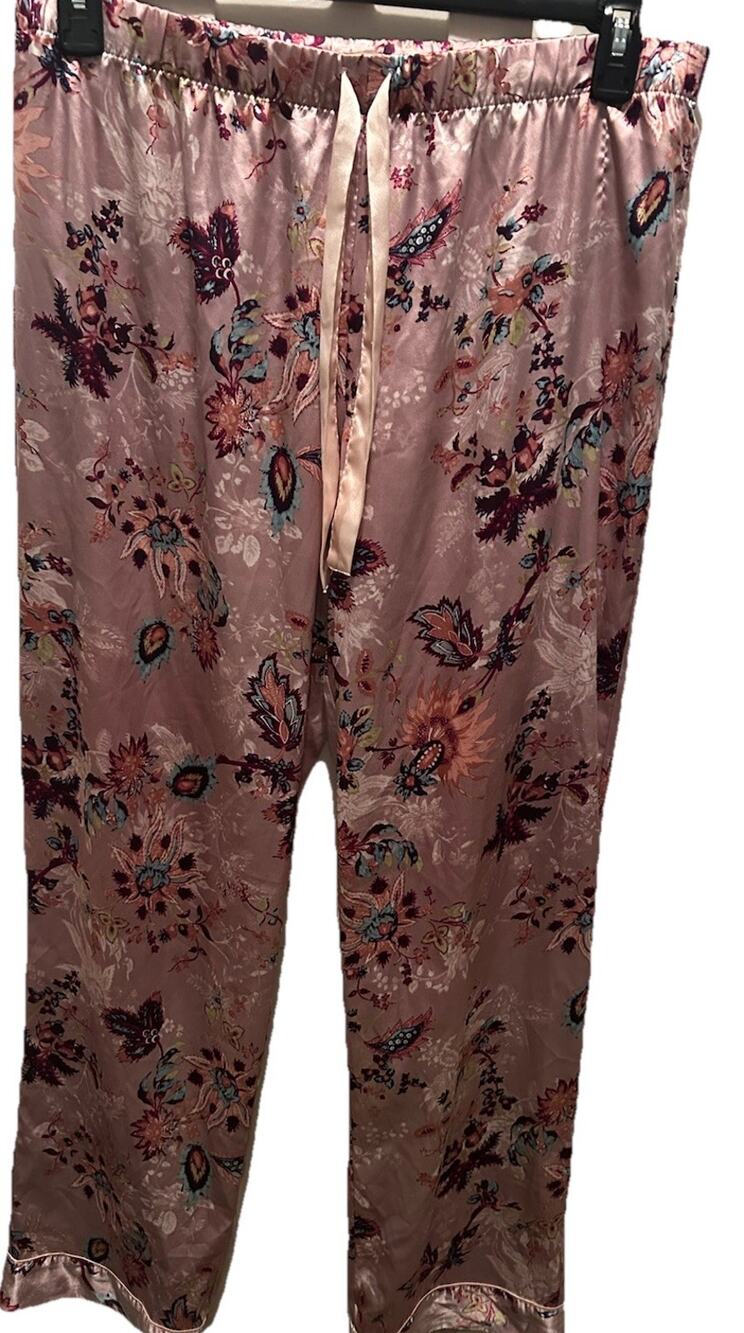 Victoria's Secret Pink Floral Satin Pajama Pants Size Large